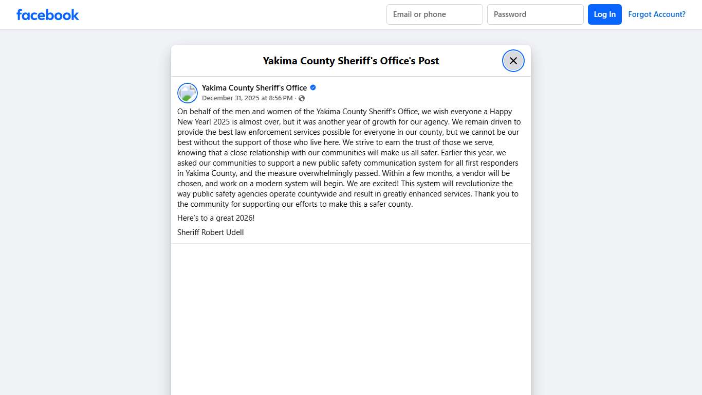 On behalf of the men and... - Yakima County Sheriff's Office | Facebook